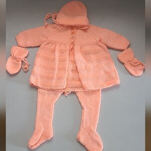 Handmade Peach Baby Knit Set